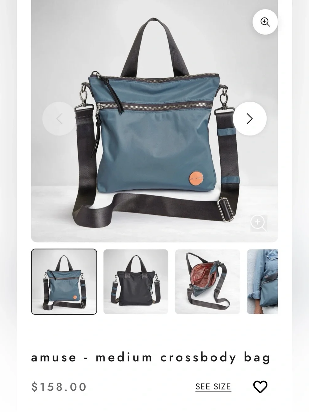 Amuse Medium Messenger Steel Blue/Charcoal